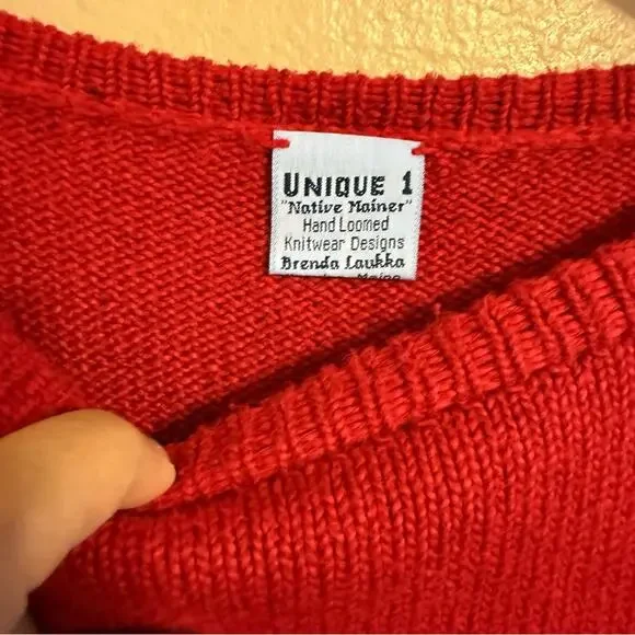 Unique 1 Native Mainer Cable Dog Knit Sweater Size Large - Picture 3 of 5